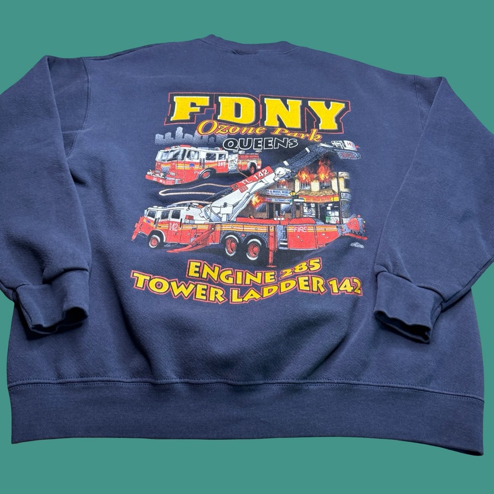 Lee FDNY Ozone Park Queens Engine 285 Tower Ladder 142 Sweatshirt Large Vintage